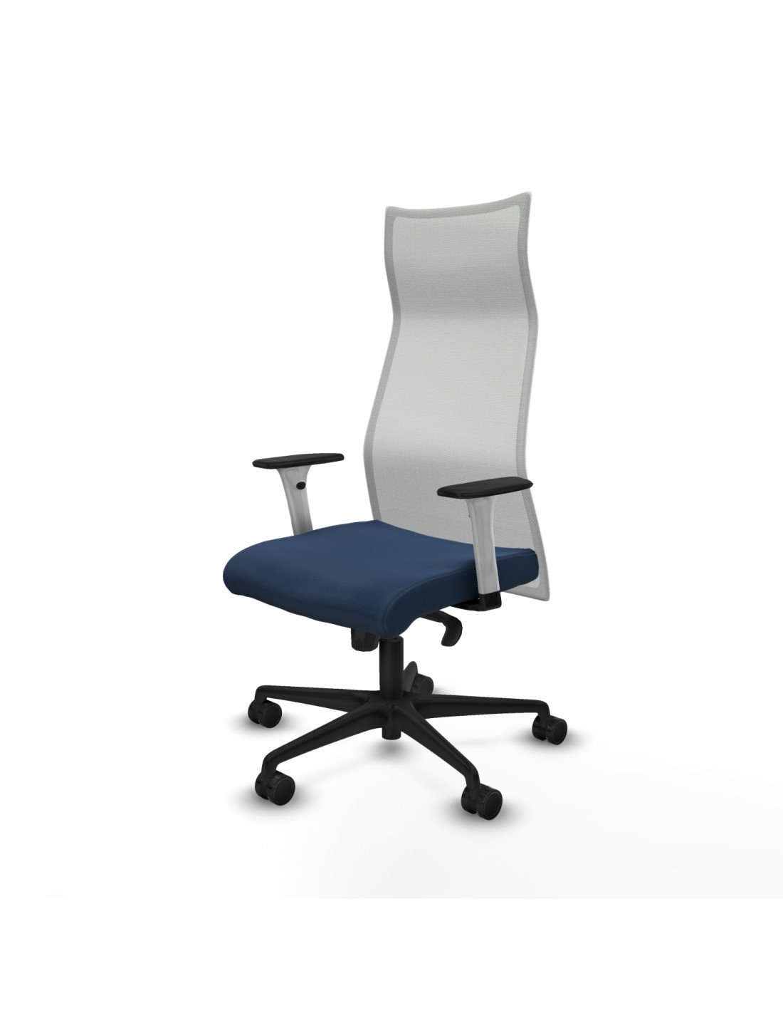 Piqueras y Crespo Albacete malla sincro malla blanca similpiel azul marino brazos blancos base nailon ruedas 65 mm nailon