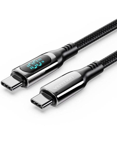 CABLE USB VENTION TIPO USB-C/M-C/M PANTALLA LED 5A PD100W 1.2M BLACK
