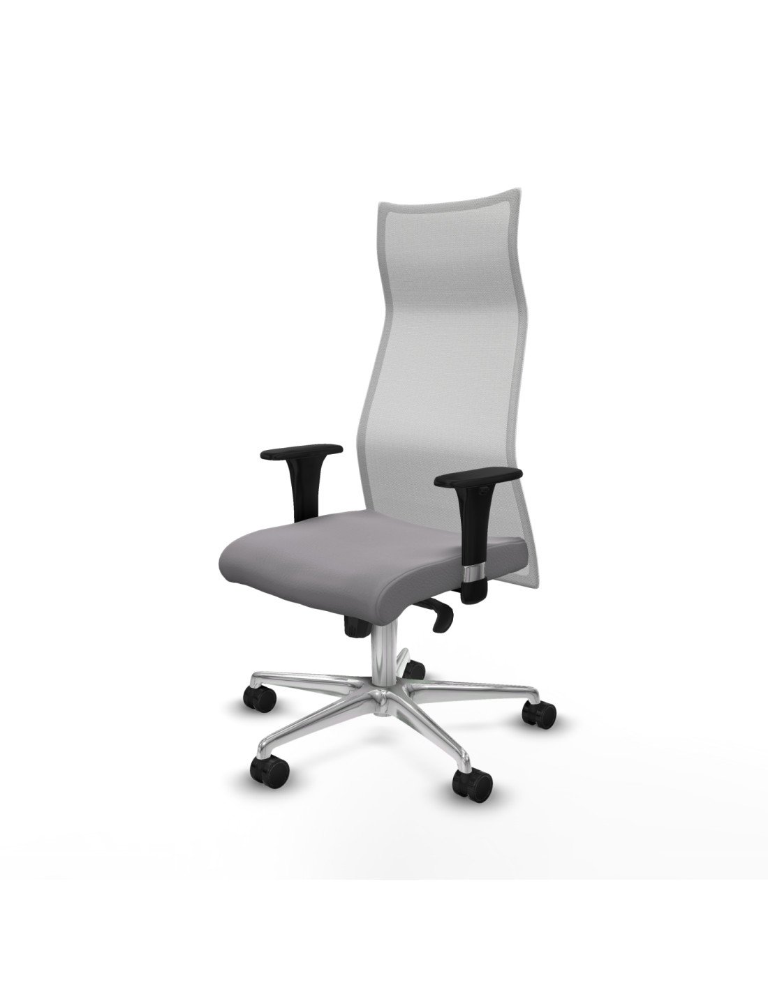 Piqueras y Crespo Albacete malla sincro malla blanca similpiel gris brazos 1D base aluminio ruedas 65 mm nailon