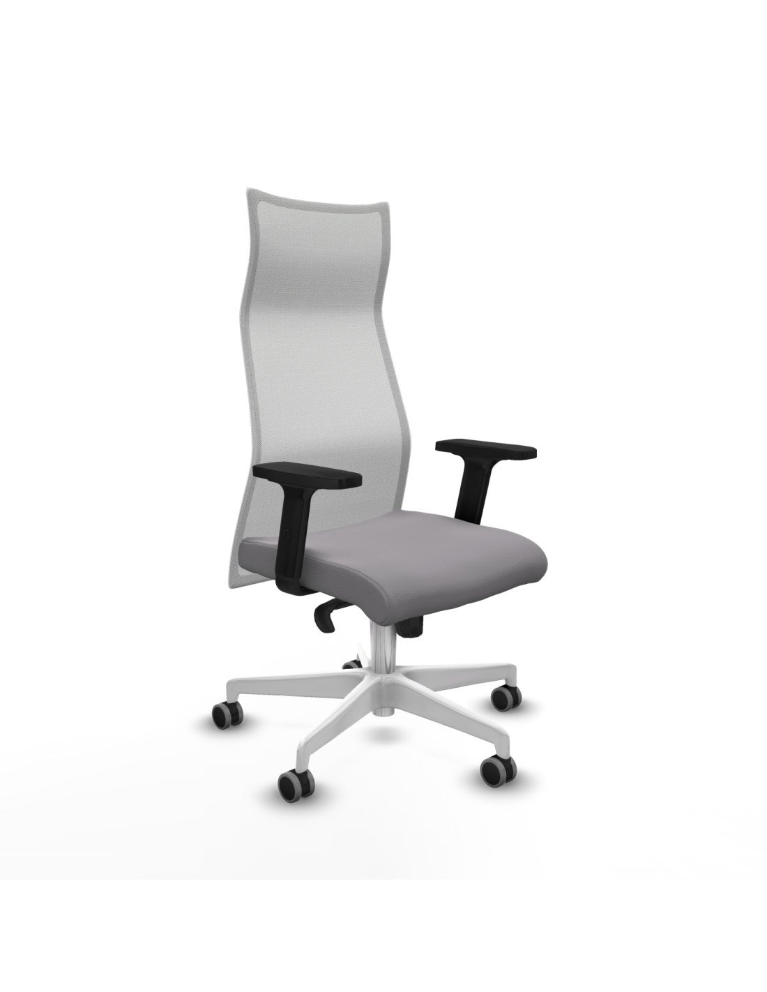 Piqueras y Crespo Albacete malla sincro malla blanca similpiel gris brazos 2D base blanca ruedas 65mm engomadas