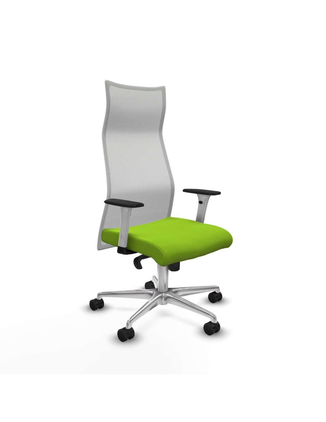 Piqueras y Crespo Albacete malla sincro malla blanca similpiel pistacho brazos blancos base aluminio ruedas 65 mm nailon