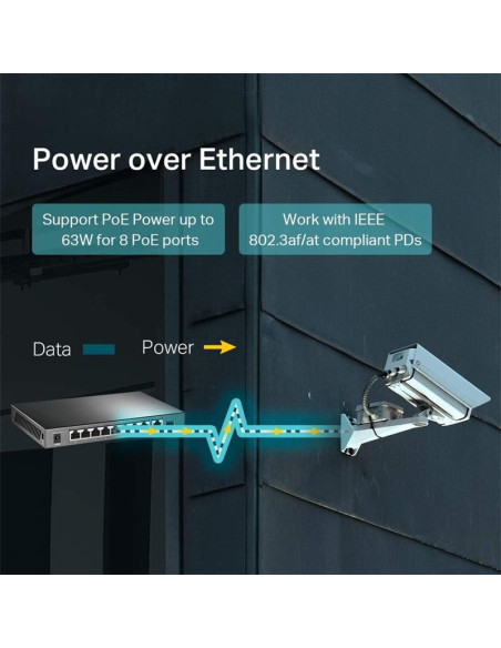 SWITCH TP-LINK GIGABIT 8 PUERTOS POE + 1 SFP TL-SG1210P