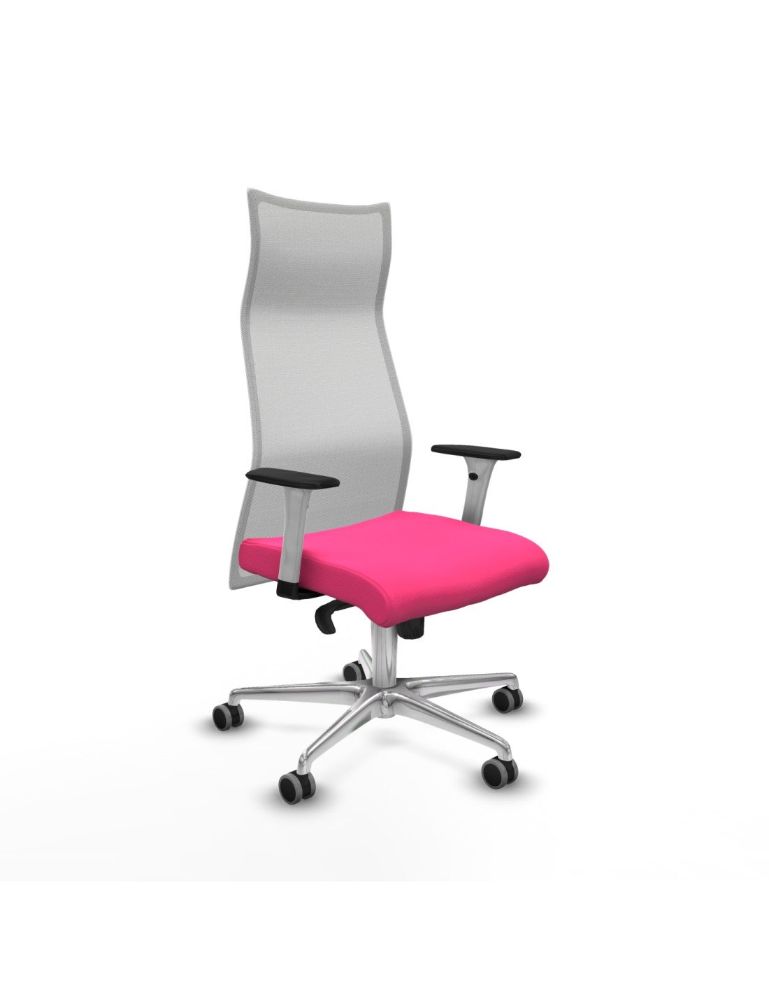 Piqueras y Crespo Albacete malla sincro malla blanca similpiel rosa brazos blancos base aluminio ruedas 65mm engomadas