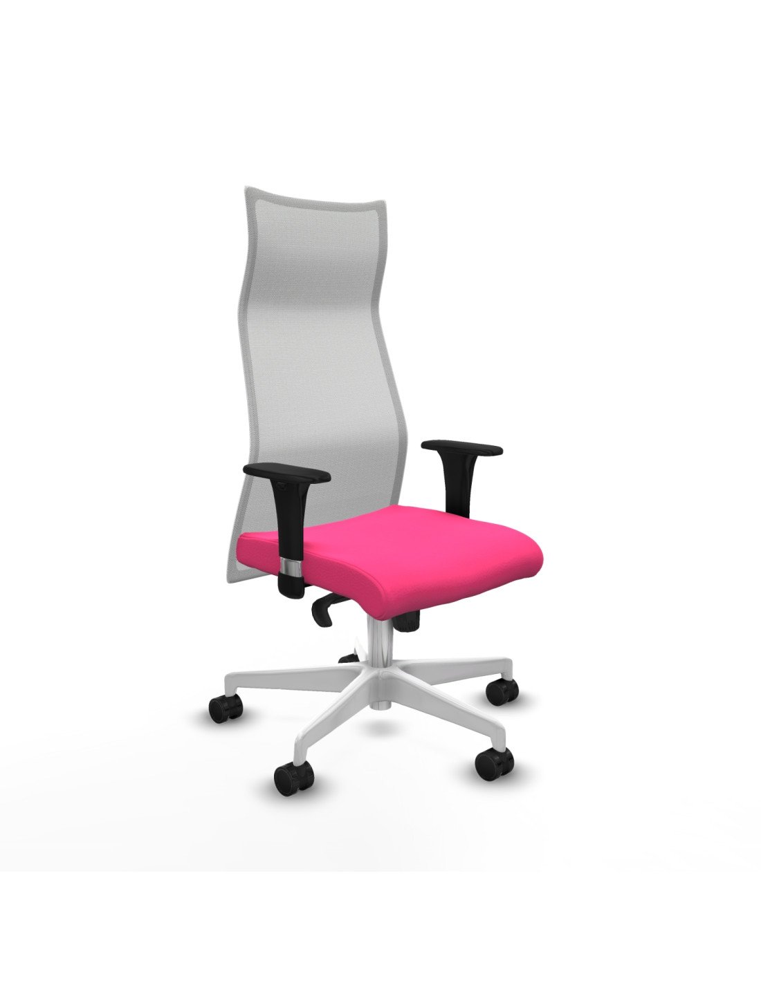 Piqueras y Crespo Albacete malla sincro malla blanca similpiel rosa brazos 1D base blanca ruedas 65 mm nailon