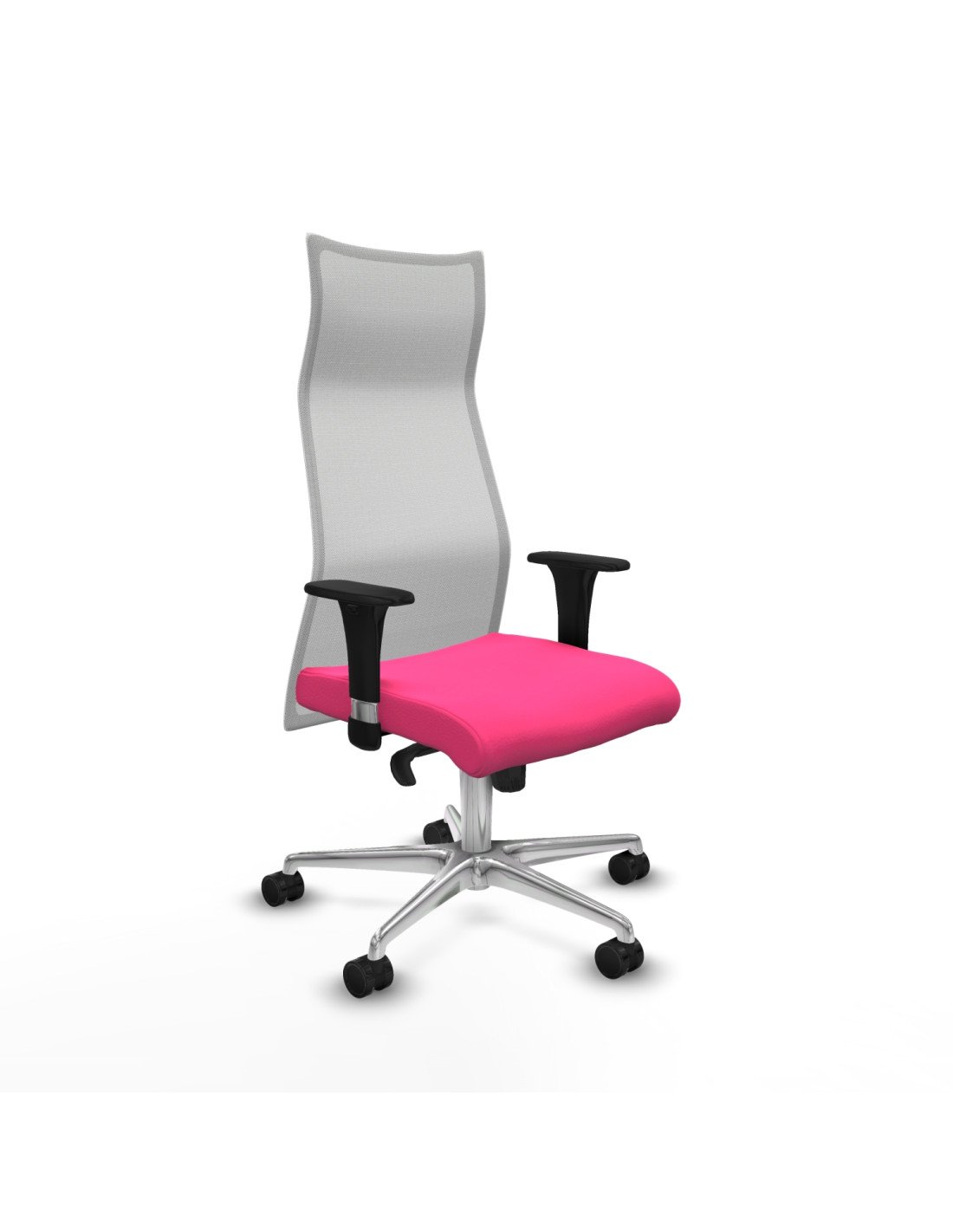 Piqueras y Crespo Albacete malla sincro malla blanca similpiel rosa brazos 1D base aluminio ruedas 65 mm nailon