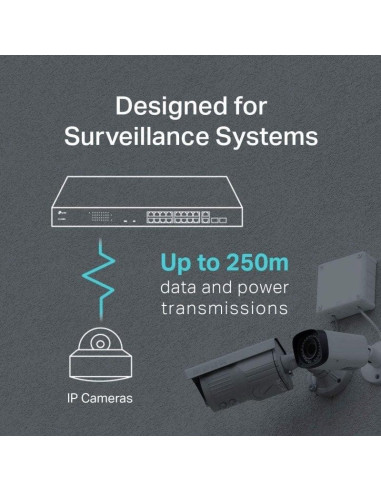 SWITCH TP-LINK 16 PUERTOS 10/100MBPS + 2 10/100/1000 POE+ RACK