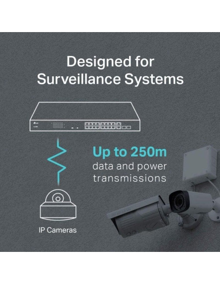 SWITCH TP-LINK 16 PUERTOS 10/100MBPS + 2 10/100/1000 POE+ RACK