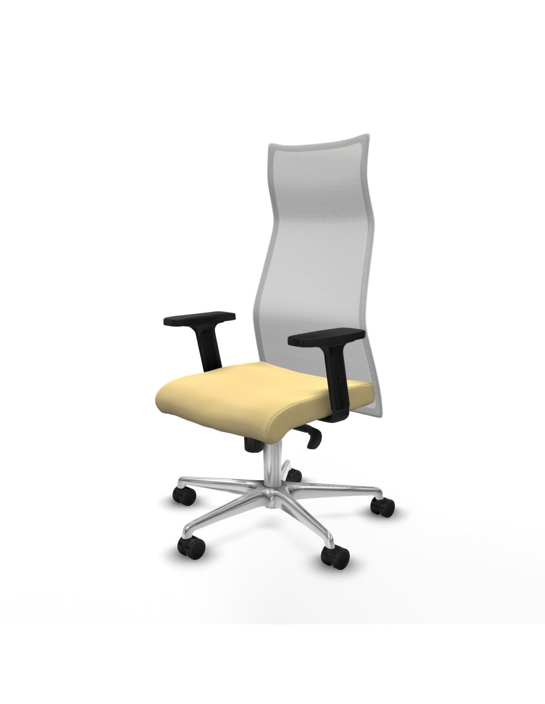 Piqueras y Crespo Albacete malla sincro malla blanca similpiel crema brazos 2D base aluminio ruedas 65 mm nailon