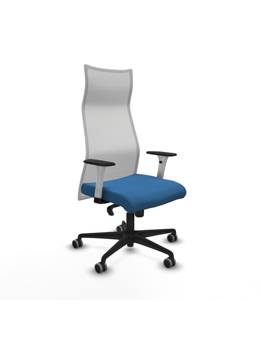 Piqueras y Crespo Albacete malla sincro malla blanca similpiel azul claro brazos blancos base nailon ruedas 65mm engomadas