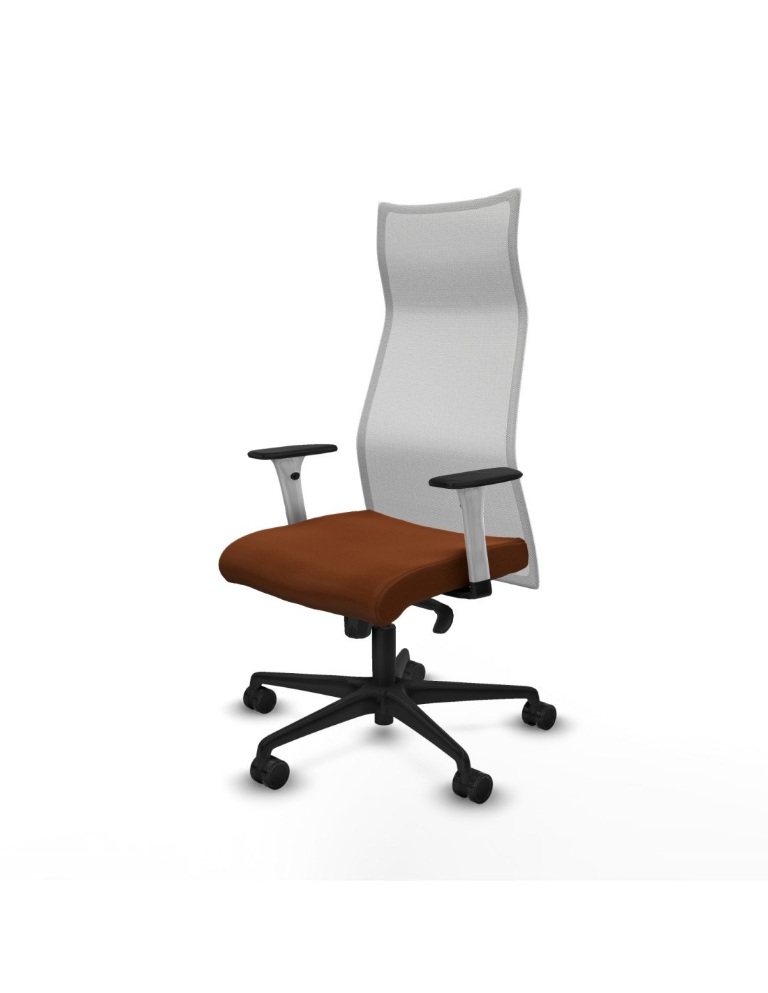 Piqueras y Crespo Albacete malla sincro malla blanca similpiel marr?n brazos blancos base nailon ruedas 65 mm nailon