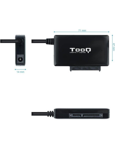 ADAPTADOR USB 3.0 USB-C TOOQ DISCO DURO SATA 2.5/3.5 ALIMENTADOR BLACK