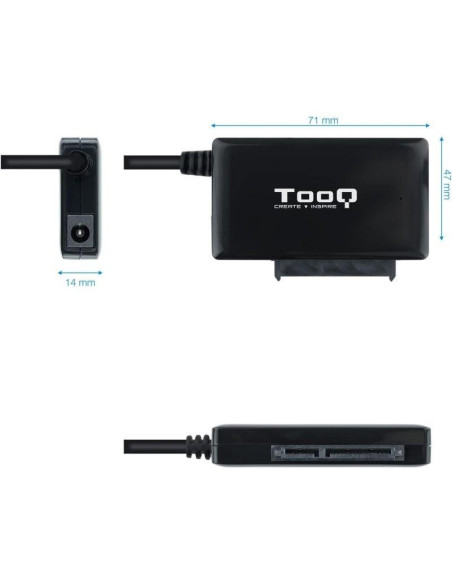 ADAPTADOR USB 3.0 USB-C TOOQ DISCO DURO SATA 2.5/3.5 ALIMENTADOR BLACK