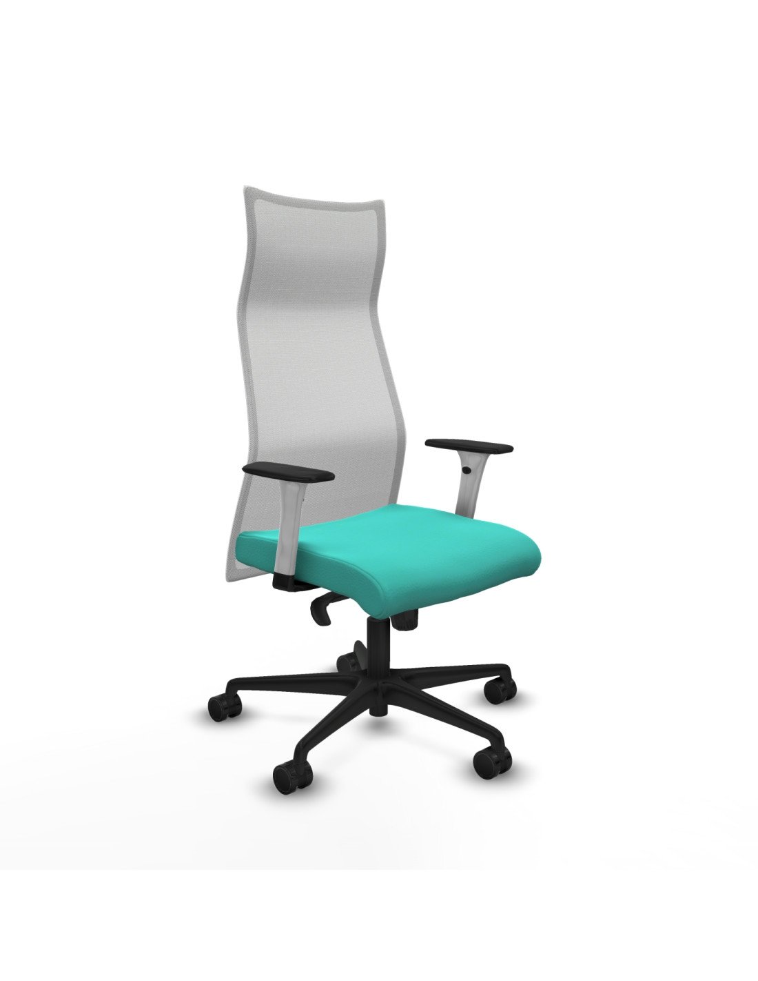 Piqueras y Crespo Albacete malla sincro malla blanca similpiel turquesa brazos blancos base nailon ruedas 65 mm nailon