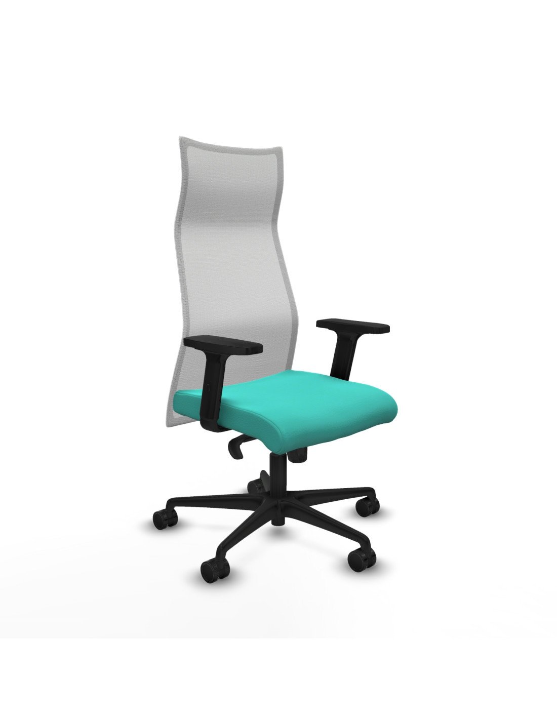 Piqueras y Crespo Albacete malla sincro malla blanca similpiel turquesa brazos 2D base nailon ruedas 65 mm nailon