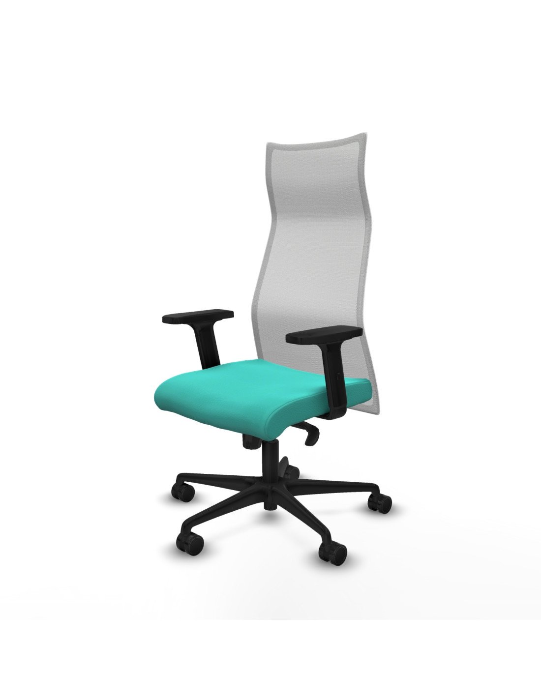 Piqueras y Crespo Albacete malla sincro malla blanca similpiel turquesa brazos 2D base nailon ruedas 65 mm nailon