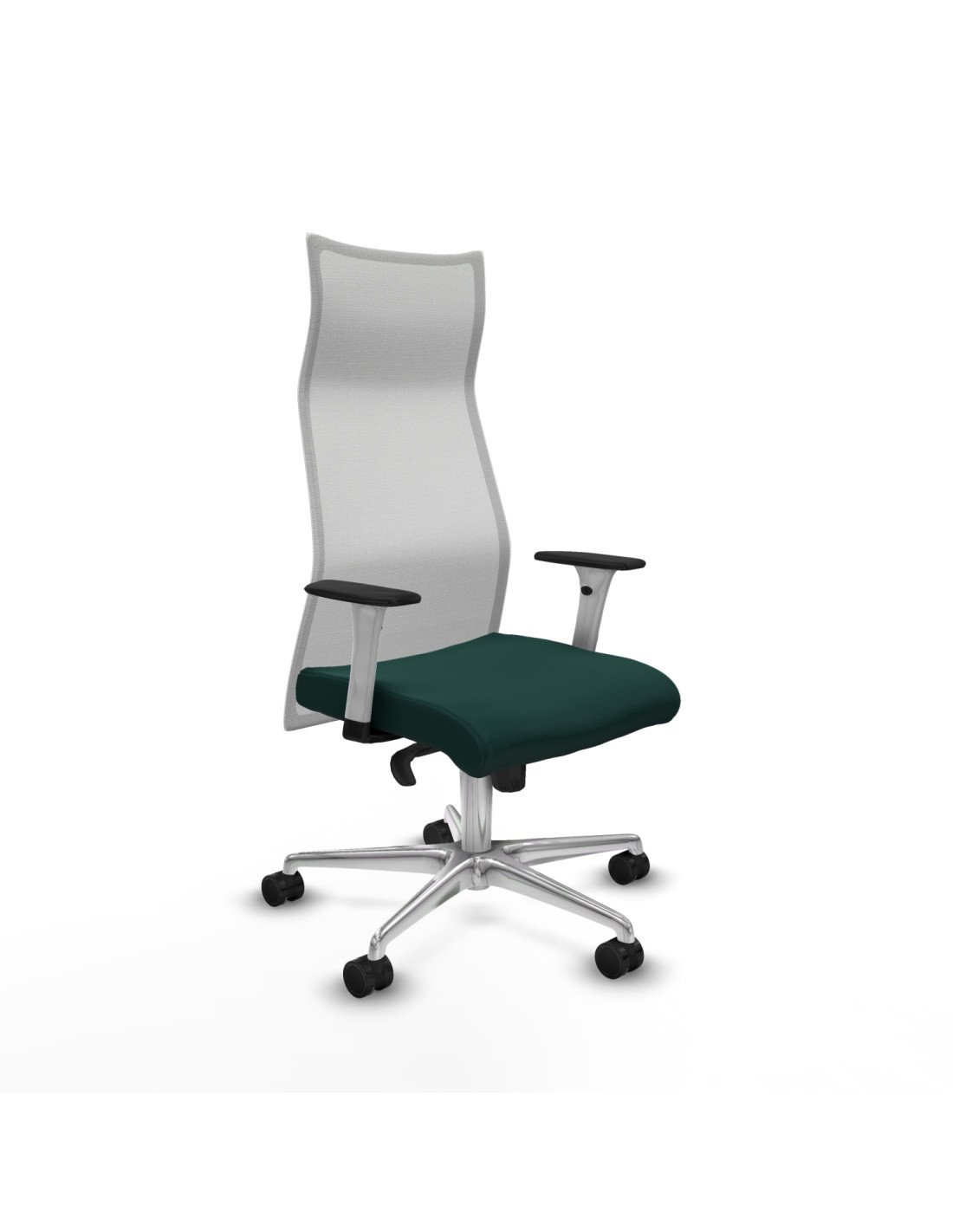 Piqueras y Crespo Albacete malla sincro malla blanca similpiel verde botella brazos blancos base aluminio ruedas 65 mm nailon