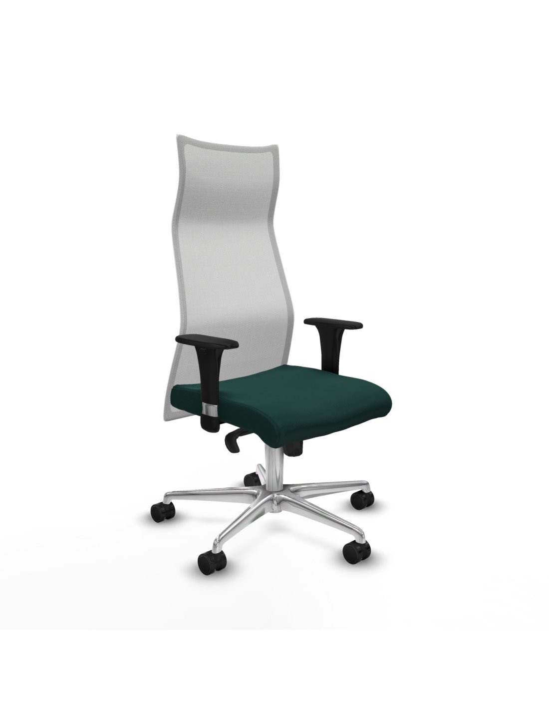 Piqueras y Crespo Albacete malla sincro malla blanca similpiel verde botella brazos 1D base aluminio ruedas 65 mm nailon