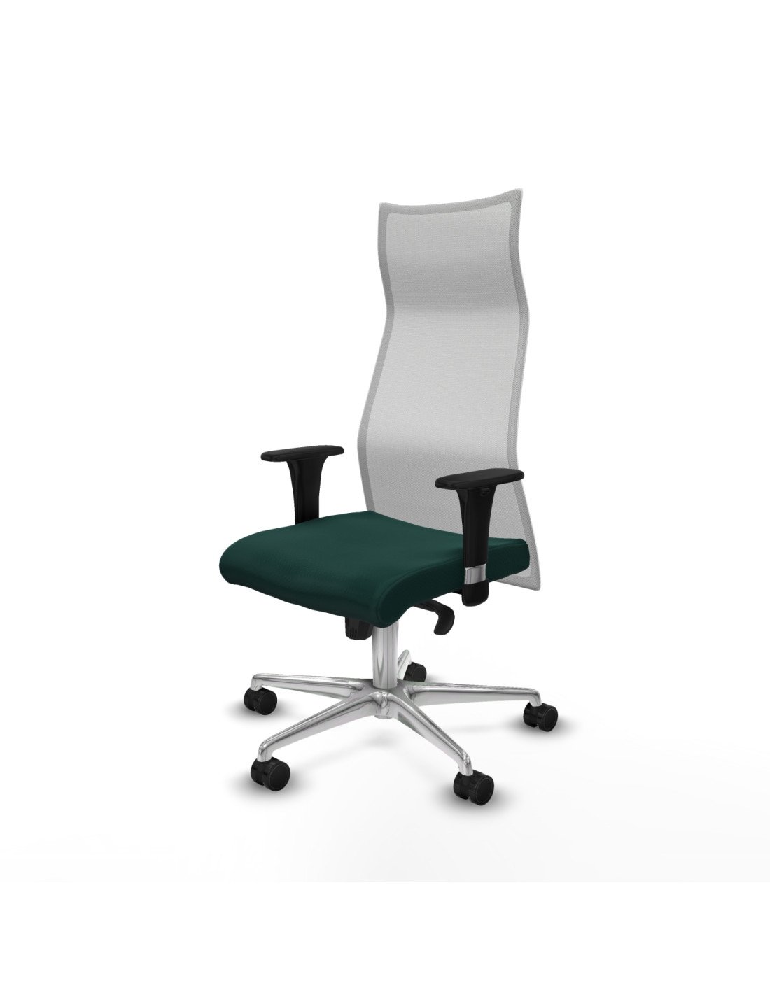 Piqueras y Crespo Albacete malla sincro malla blanca similpiel verde botella brazos 1D base aluminio ruedas 65 mm nailon