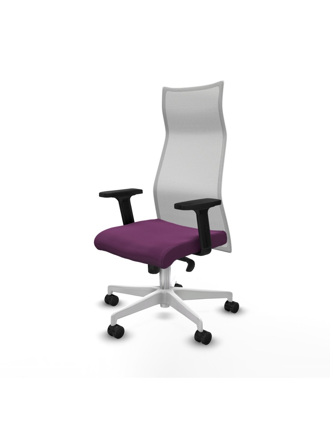 Piqueras y Crespo Albacete malla sincro malla blanca similpiel morado brazos 2D base blanca ruedas 65 mm nailon