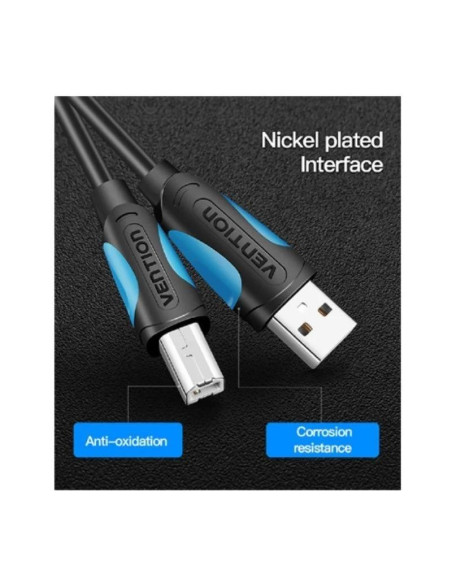 CABLE USB 2.0 VENTION USB-A/M - USB-B/M 1M 480MBPS BLACK