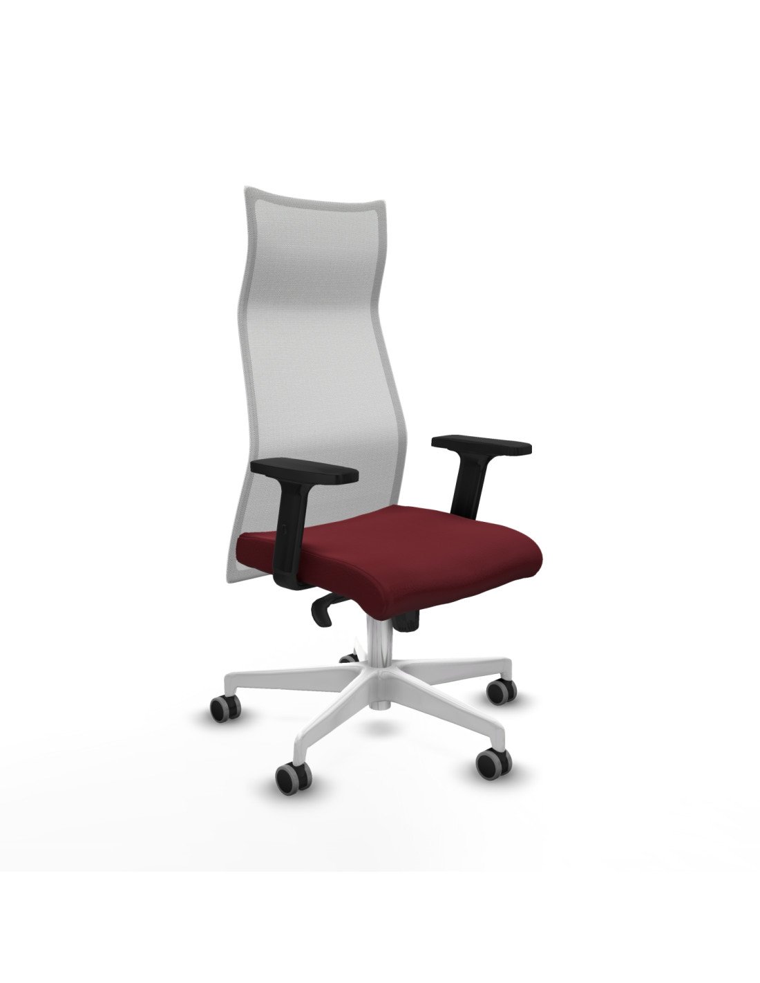 Piqueras y Crespo Albacete malla sincro malla blanca similpiel granate brazos 2D base blanca ruedas 65mm engomadas