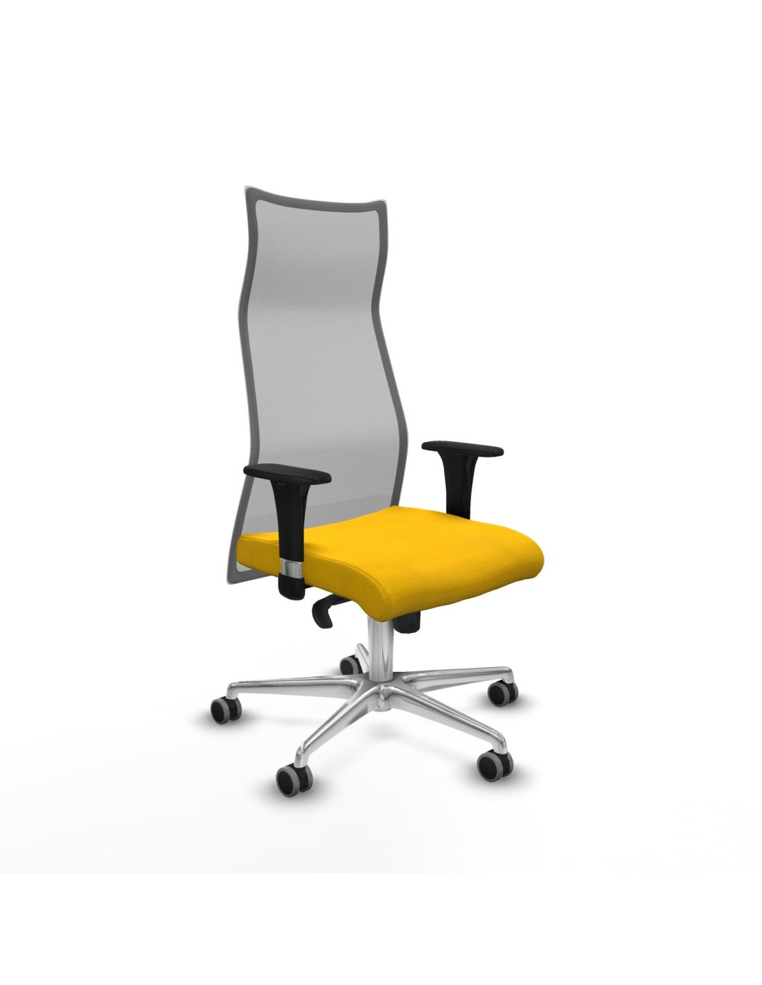 Piqueras y Crespo Albacete malla sincro malla gris bali amarillo brazos 1D base aluminio ruedas 65mm engomadas