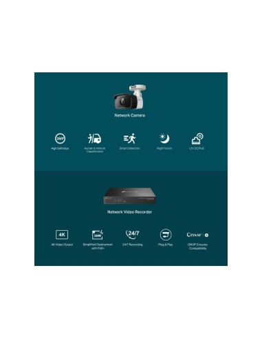 PACK CAMARA TP-LINK VIGI 4X BULLET 3MP POE + GRABADOR IP 8 CH POE