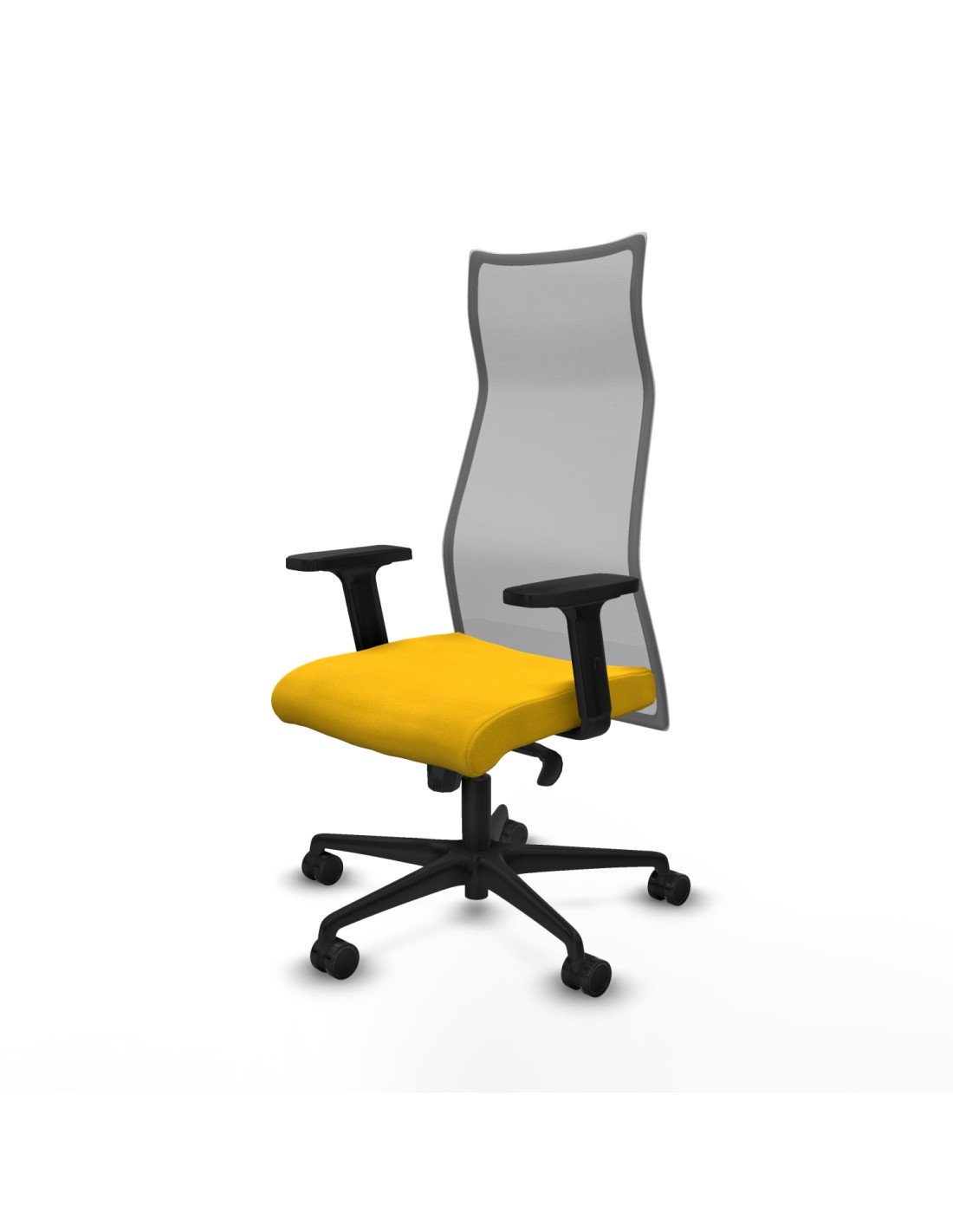 Piqueras y Crespo Albacete malla sincro malla gris bali amarillo brazos 2D base nailon ruedas 65 mm nailon