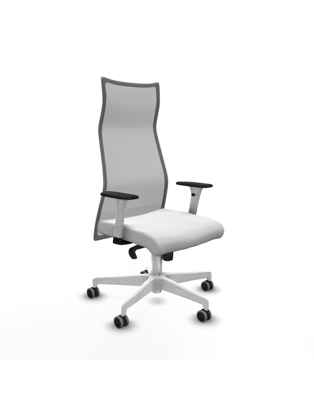 Piqueras y Crespo Albacete malla sincro malla gris bali blanco brazos blancos base blanca ruedas 65mm engomadas