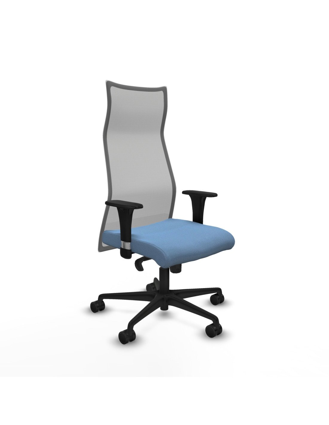 Piqueras y Crespo Albacete malla sincro malla gris bali azul cielo brazos 1D base nailon ruedas 65 mm nailon