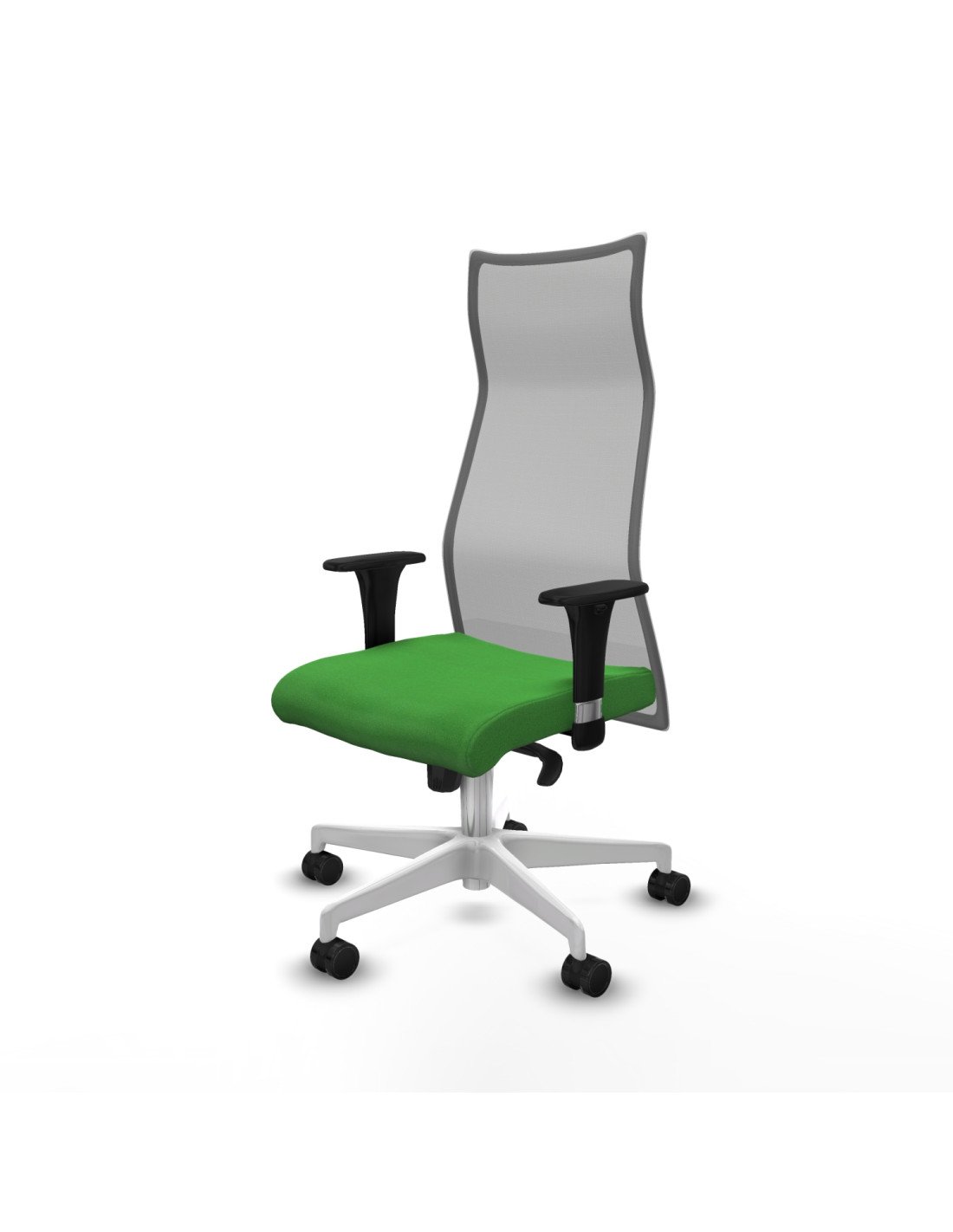 Piqueras y Crespo Albacete malla sincro malla gris bali verde brazos 1D base blanca ruedas 65 mm nailon