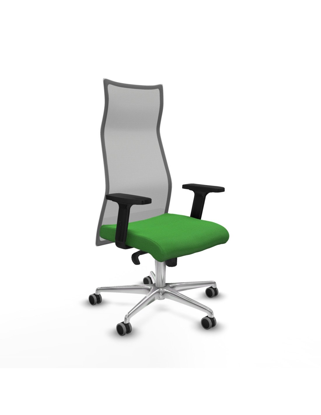 Piqueras y Crespo Albacete malla sincro malla gris bali verde brazos 2D base aluminio ruedas 65mm engomadas