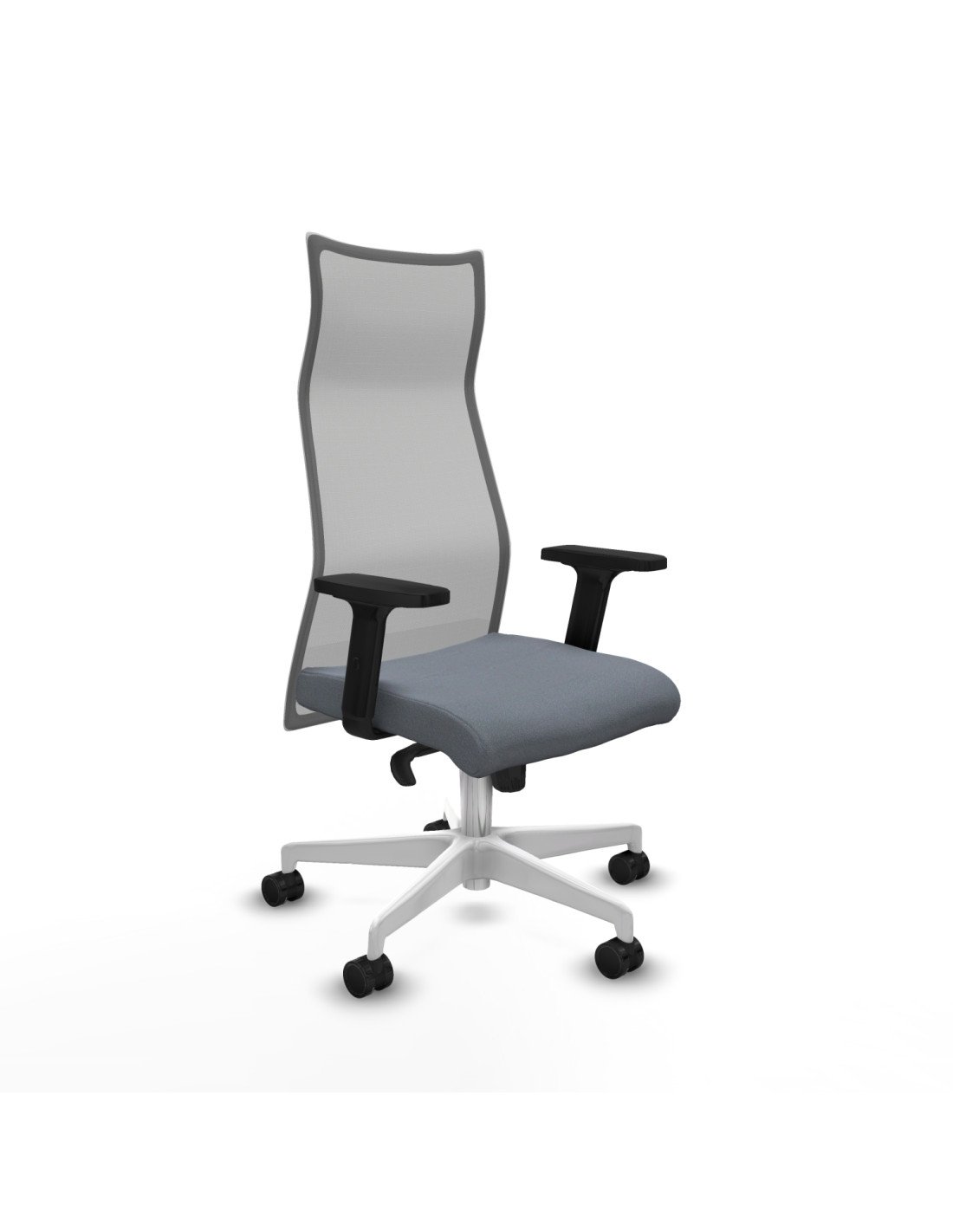 Piqueras y Crespo Albacete malla sincro malla gris bali gris brazos 2D base blanca ruedas 65 mm nailon