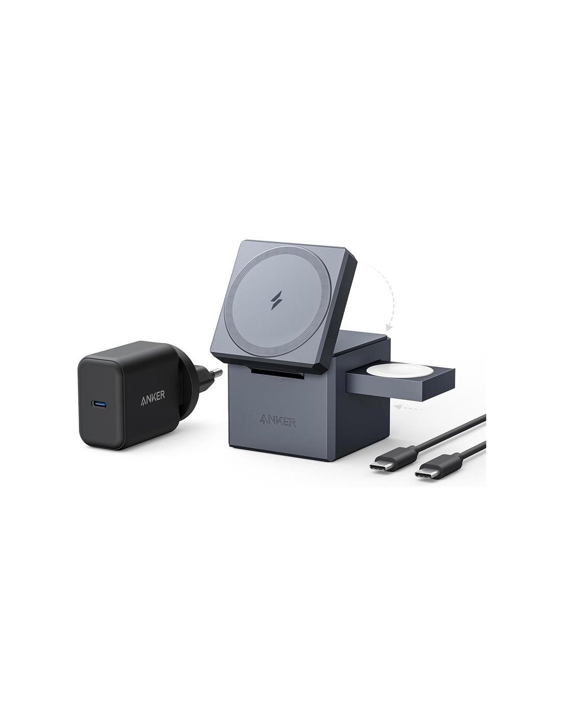 CARGADOR ANKER CUBO 3 EN 1 MAGSAFE AURICULARES+SMARTPHONE+RELOJ 30W USB-C