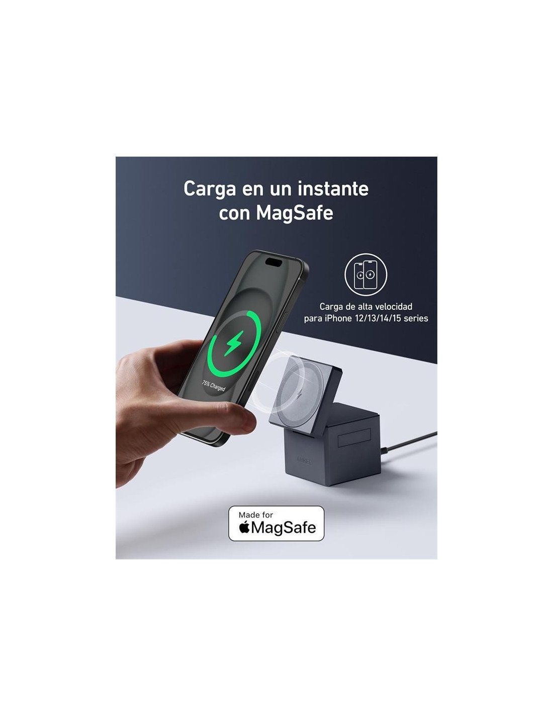 CARGADOR ANKER CUBO 3 EN 1 MAGSAFE AURICULARES+SMARTPHONE+RELOJ 30W USB-C