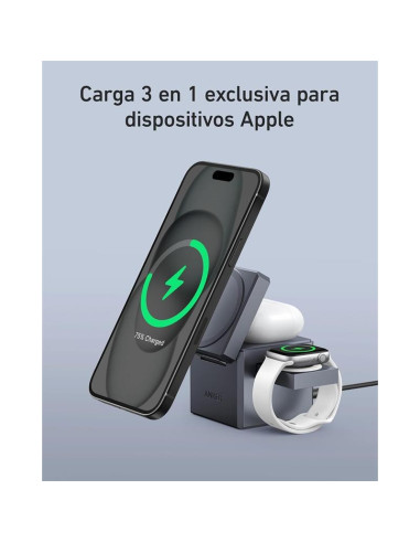 CARGADOR ANKER CUBO 3 EN 1 MAGSAFE AURICULARES+SMARTPHONE+RELOJ 30W USB-C