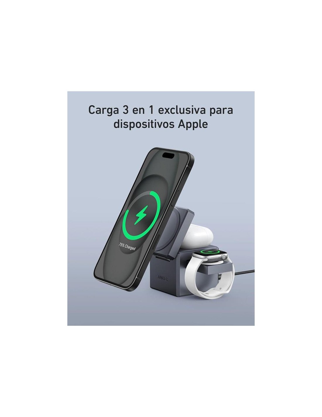 CARGADOR ANKER CUBO 3 EN 1 MAGSAFE AURICULARES+SMARTPHONE+RELOJ 30W USB-C
