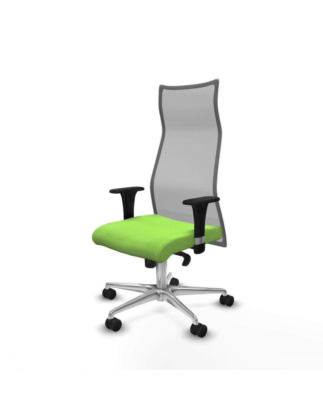 Piqueras y Crespo Albacete malla sincro malla gris bali pistacho brazos 1D base aluminio ruedas 65 mm nailon