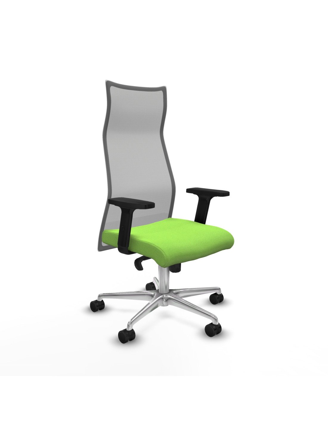 Piqueras y Crespo Albacete malla sincro malla gris bali pistacho brazos 2D base aluminio ruedas 65 mm nailon