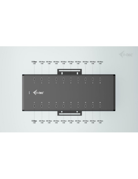 HUB USB-C/USB-A I-TEC 20 PUERTOS USB-C 15W BLACK