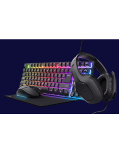 TECLADO + RATON + AURICULARES + ALFOMBRILLA TRUST GXT 780 GAMING BUNDLE BLACK