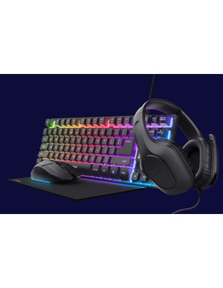 TECLADO + RATON + AURICULARES + ALFOMBRILLA TRUST GXT 780 GAMING BUNDLE BLACK