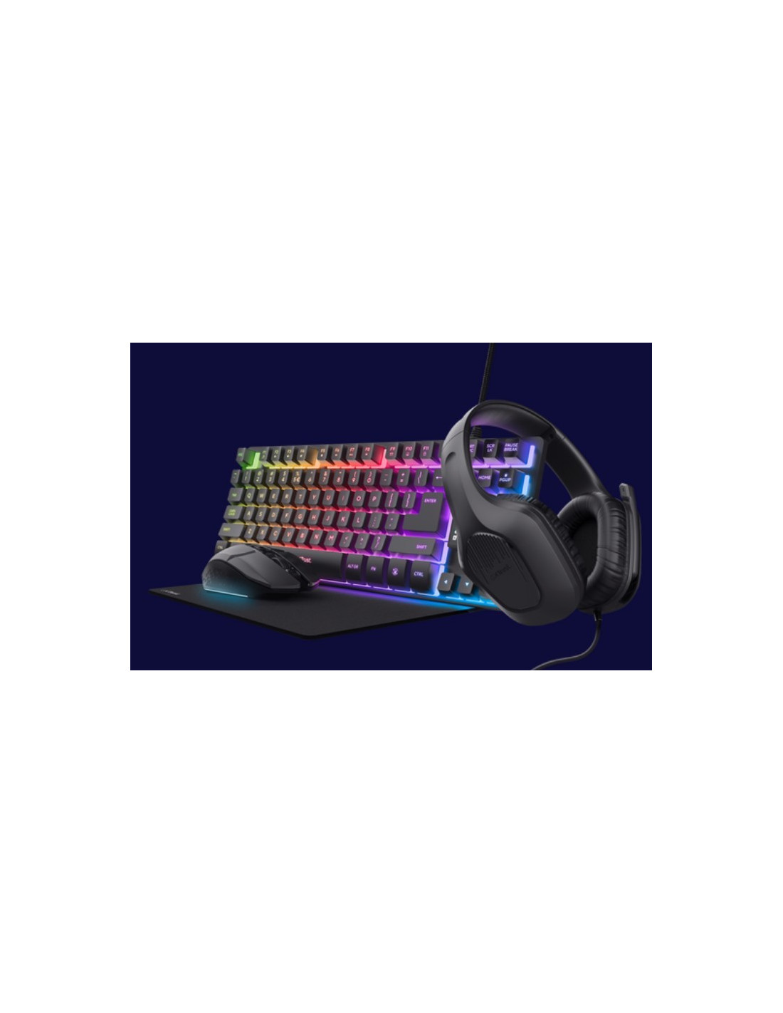 TECLADO + RATON + AURICULARES + ALFOMBRILLA TRUST GXT 780 GAMING BUNDLE BLACK