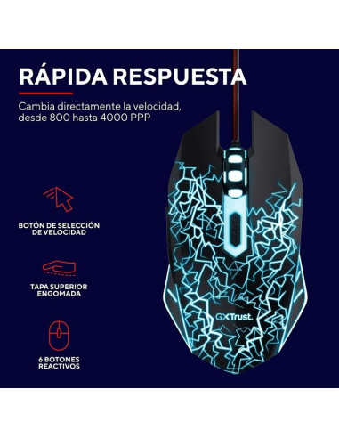 RATON TRUST GAMING GTX 105X IZZA USB 400DPI RGB BLACK