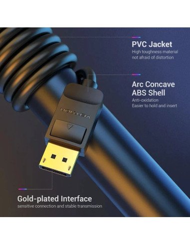 CABLE DISPLAYPORT 1.2 4K VENTION DP/M - DP/M 3M BLACK