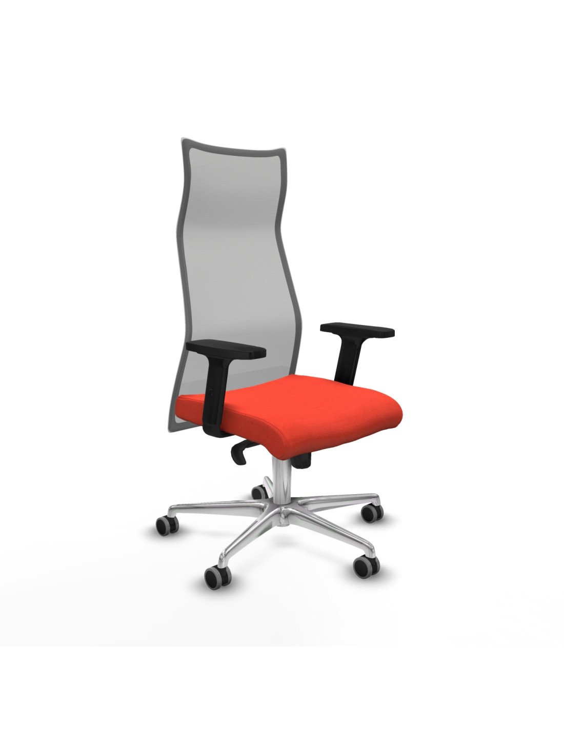 Piqueras y Crespo Albacete malla sincro malla gris bali naranja oscuro brazos 2D base aluminio ruedas 65mm engomadas