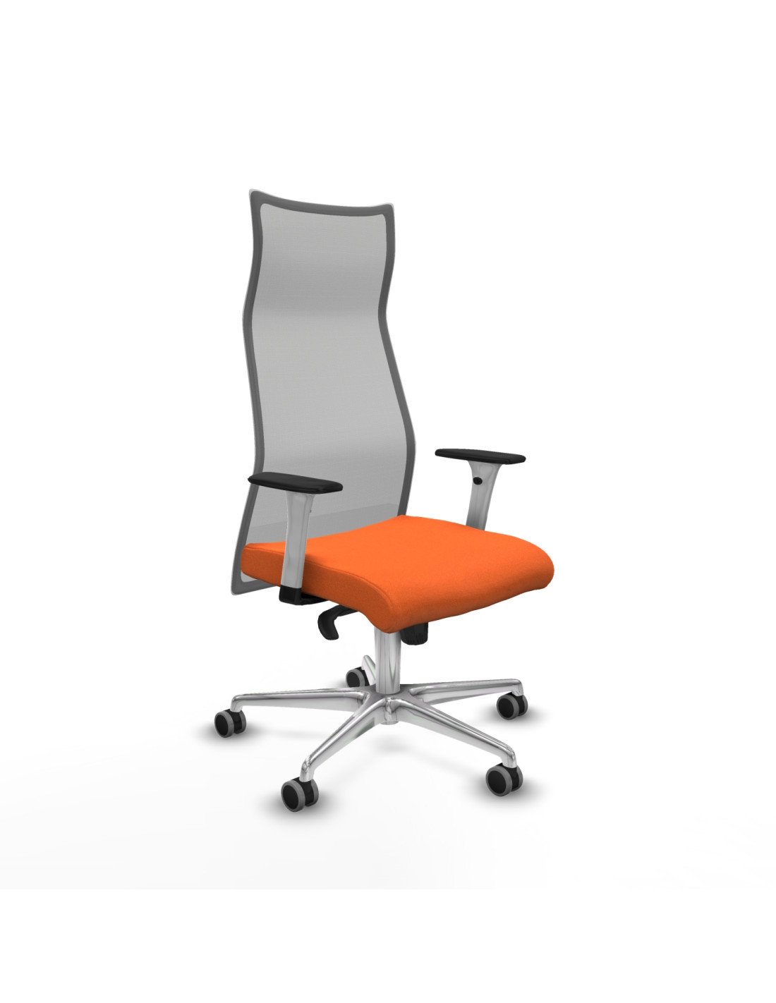 Piqueras y Crespo Albacete malla sincro malla gris bali naranja brazos blancos base aluminio ruedas 65mm engomadas