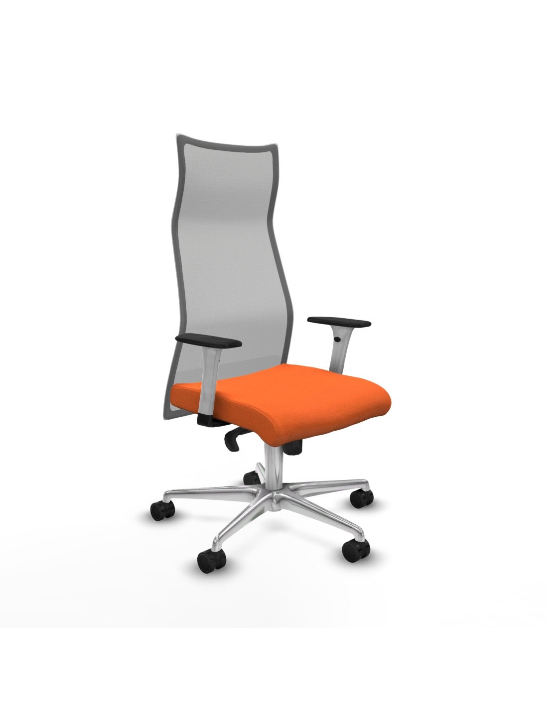 Piqueras y Crespo Albacete malla sincro malla gris bali naranja brazos blancos base aluminio ruedas 65 mm nailon