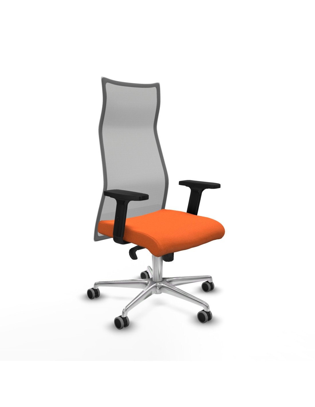 Piqueras y Crespo Albacete malla sincro malla gris bali naranja brazos 2D base aluminio ruedas 65mm engomadas