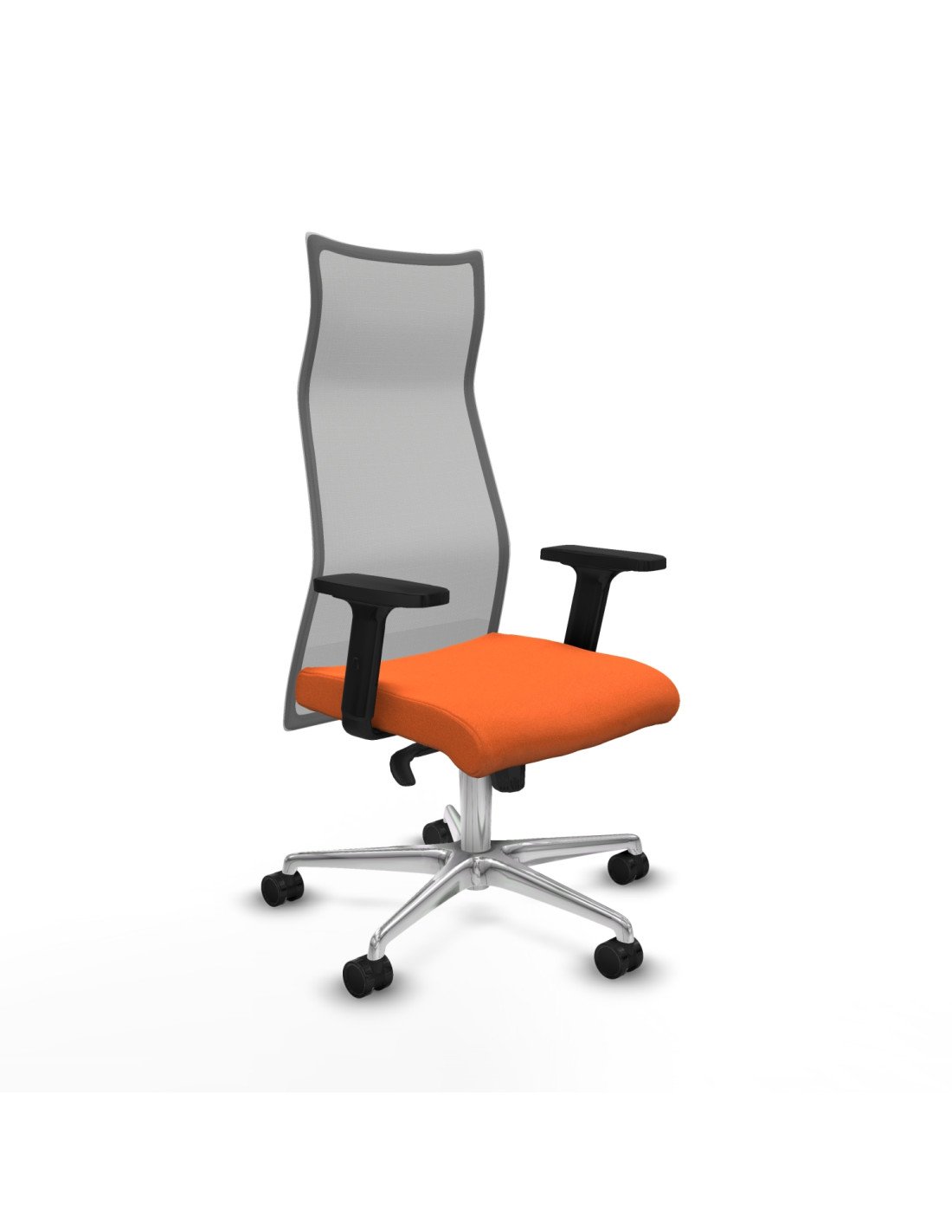 Piqueras y Crespo Albacete malla sincro malla gris bali naranja brazos 2D base aluminio ruedas 65 mm nailon